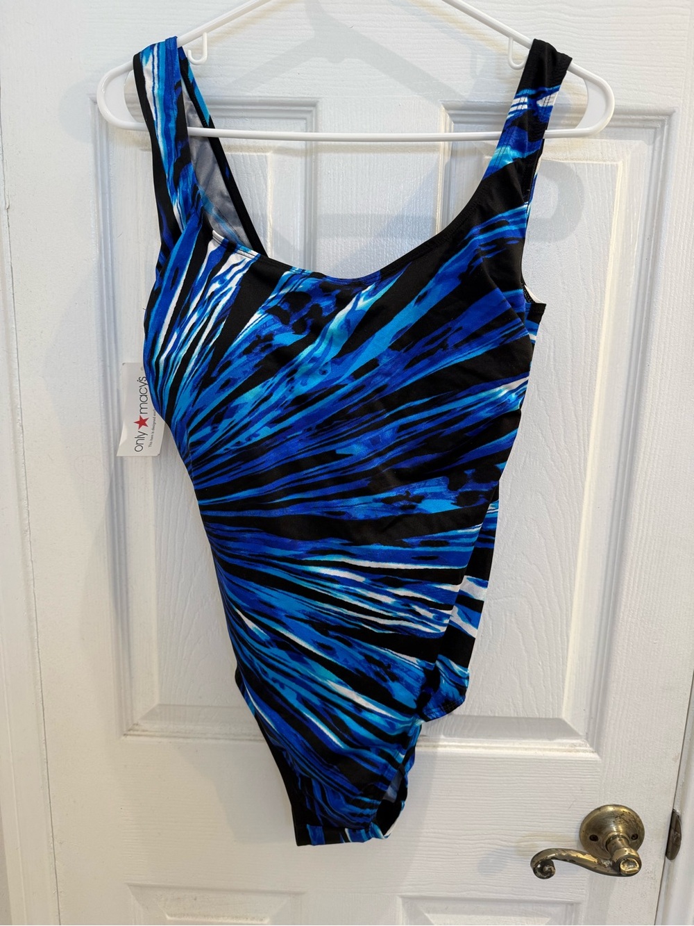 NWT Size 14 Swim Solutions Blue & Black Swirl One-Piece Swimsuit
